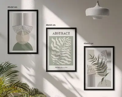 Botanical boho abstract wall art set 