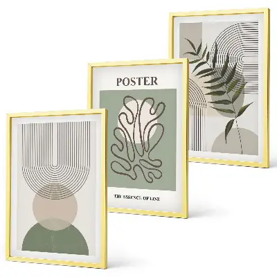 Three-piece geometric botanical wall art floral patterned canvas set