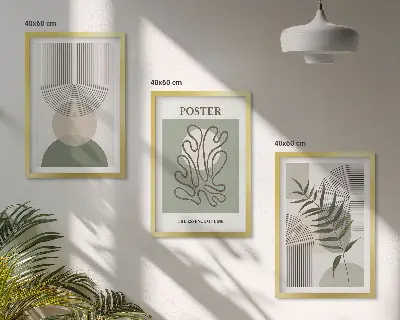 Three-piece geometric botanical wall art floral patterned canvas set