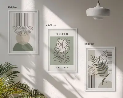 Three-piece geometric botanical wall art floral patterned canvas set