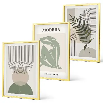 Set of 3 framed wall art pieces Stylish plant graphics