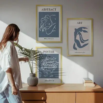 Three-piece abstract wall art set with stylish Matisse-inspired patterns