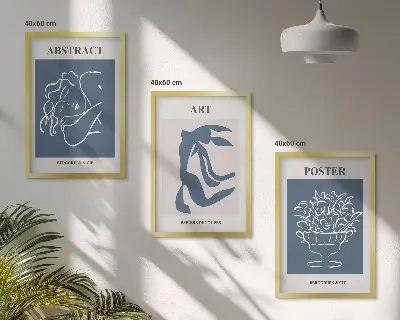 Three-piece abstract wall art set with stylish Matisse-inspired patterns