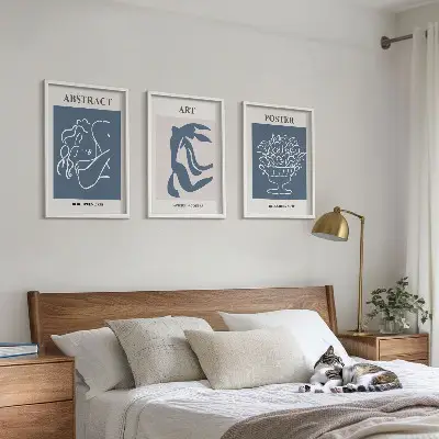 Three-piece abstract wall art set with stylish Matisse-inspired patterns