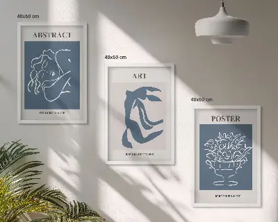 Three-piece abstract wall art set with stylish Matisse-inspired patterns