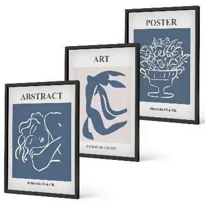 Three-piece wall art piece Matisse's stylish abstract patterns