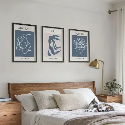 Three-piece abstract wall art set with stylish Matisse-inspired patterns