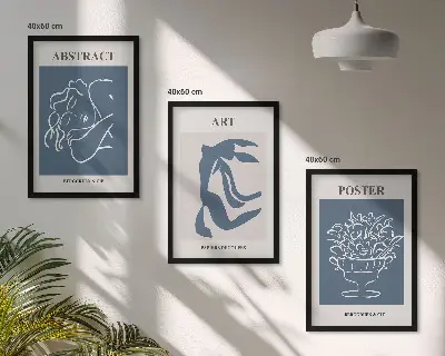 Three-piece abstract wall art set with stylish Matisse-inspired patterns