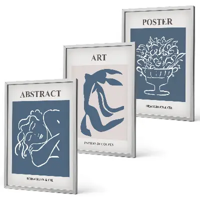 Three-piece wall art piece Matisse's stylish abstract patterns