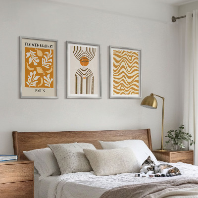 Set of 3 framed wall art pieces Geometric plant patterns posters
