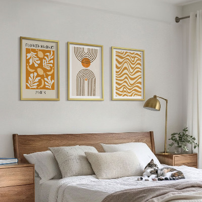 Set of 3 framed wall art pieces Geometric plant patterns posters