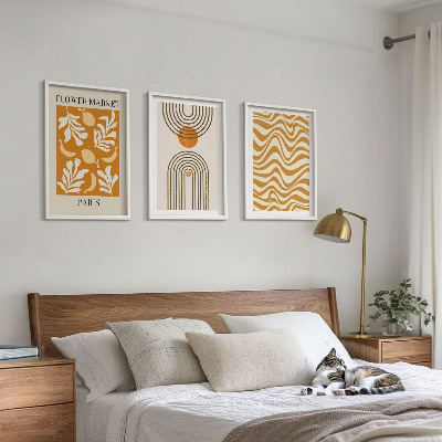 Set of 3 framed wall art pieces Geometric plant patterns posters
