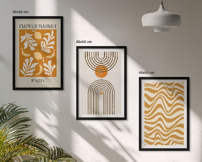 Set of 3 framed wall art pieces Geometric plant patterns posters