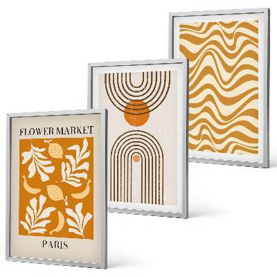 Set of 3 framed wall art pieces Geometric plant patterns posters
