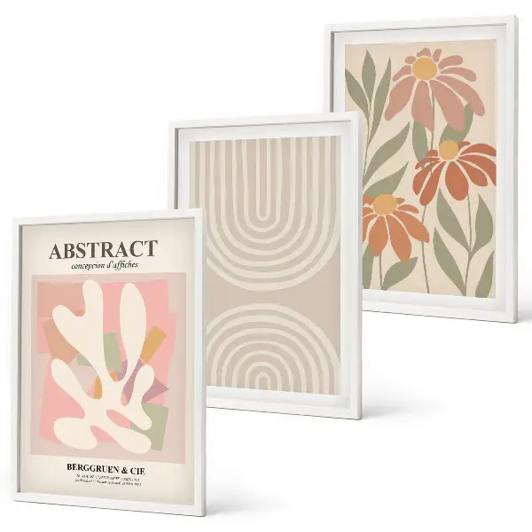 Abstract plant shapes wall art set of prints
