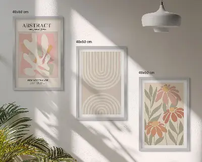 Wall art set Abstract plant shapes