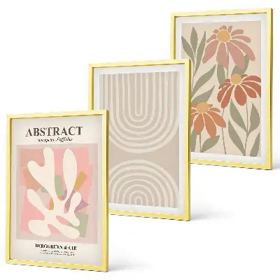 Abstract plant shapes wall art set of prints