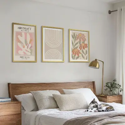 Abstract plant shapes wall art set of prints