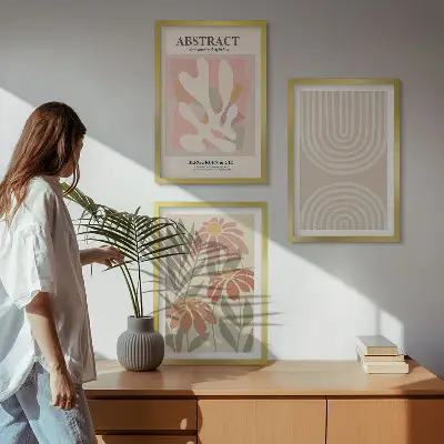 Abstract plant shapes wall art set of prints