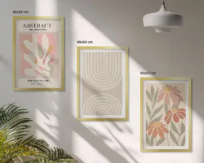 Abstract plant shapes wall art set of prints