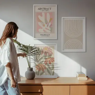 Wall art set Abstract plant shapes