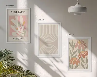 Wall art set Abstract plant shapes