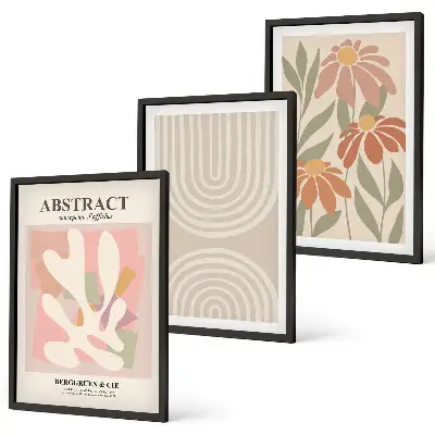 Abstract plant shapes wall art set of prints