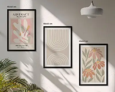 Abstract plant shapes wall art set of prints
