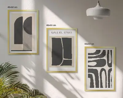 Abstract minimalist wall art posters three-piece set