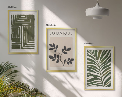 Set of 3 framed wall art pieces Botanical boho minimalism