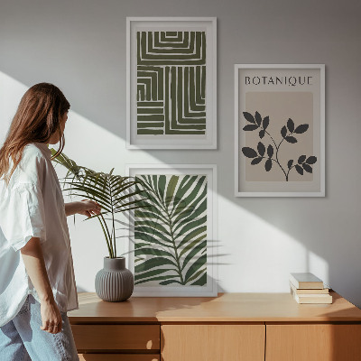 Set of 3 framed wall art pieces Botanical boho minimalism