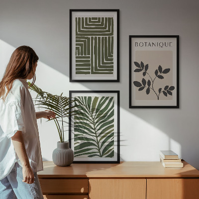 Set of 3 framed wall art pieces Botanical boho minimalism