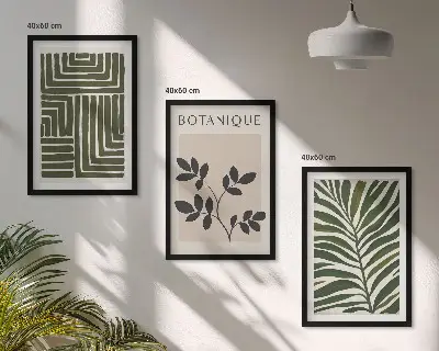 Botanical boho minimalism framed wall art set of 3 pieces