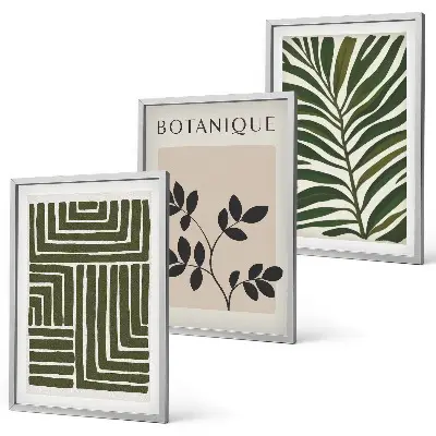 Botanical boho minimalism framed wall art set of 3 pieces