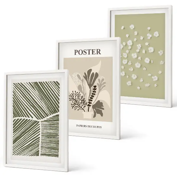 Wall art set with subdued plant motifs