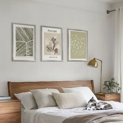 Wall art set with subdued plant motifs