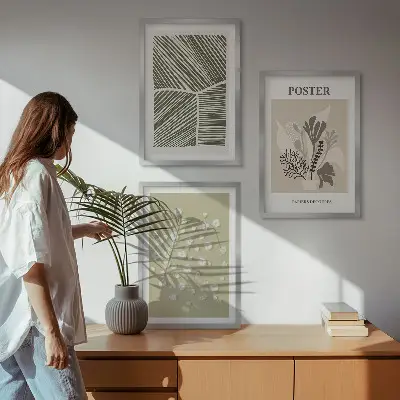 Wall art set with subdued plant motifs