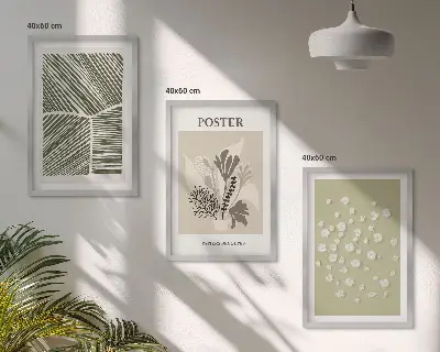 Wall art set with subdued plant motifs