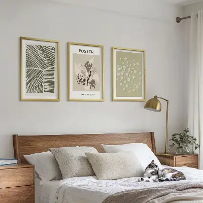 Wall art set with subdued plant motifs