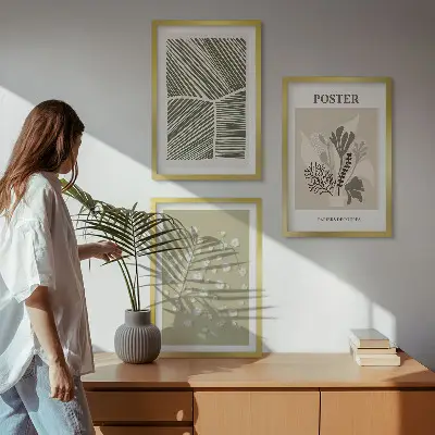 Wall art set with subdued plant motifs
