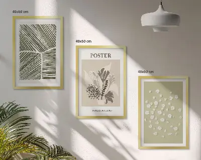 Wall art set with subdued plant motifs