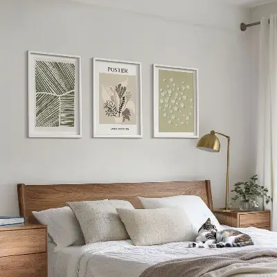 Wall art set with subdued plant motifs