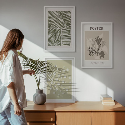 Wall art set Subdued plant motifs