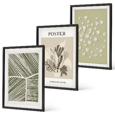 Wall art set with subdued plant motifs