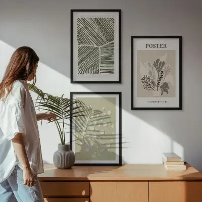 Wall art set with subdued plant motifs
