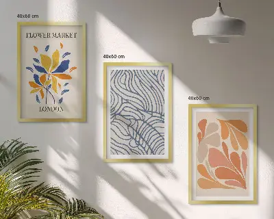 Modern abstract flowers three-piece wall art set