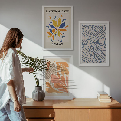 Three-piece wall art piece Modern abstract flowers