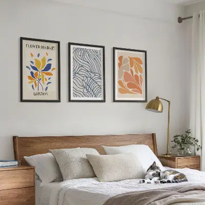 Modern abstract flowers three-piece wall art set