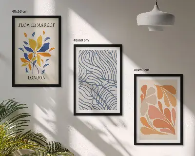 Modern abstract flowers three-piece wall art set
