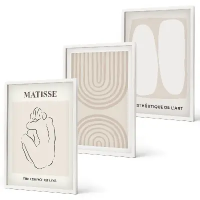 Set of 3 framed wall art pieces Stylish minimalist lines